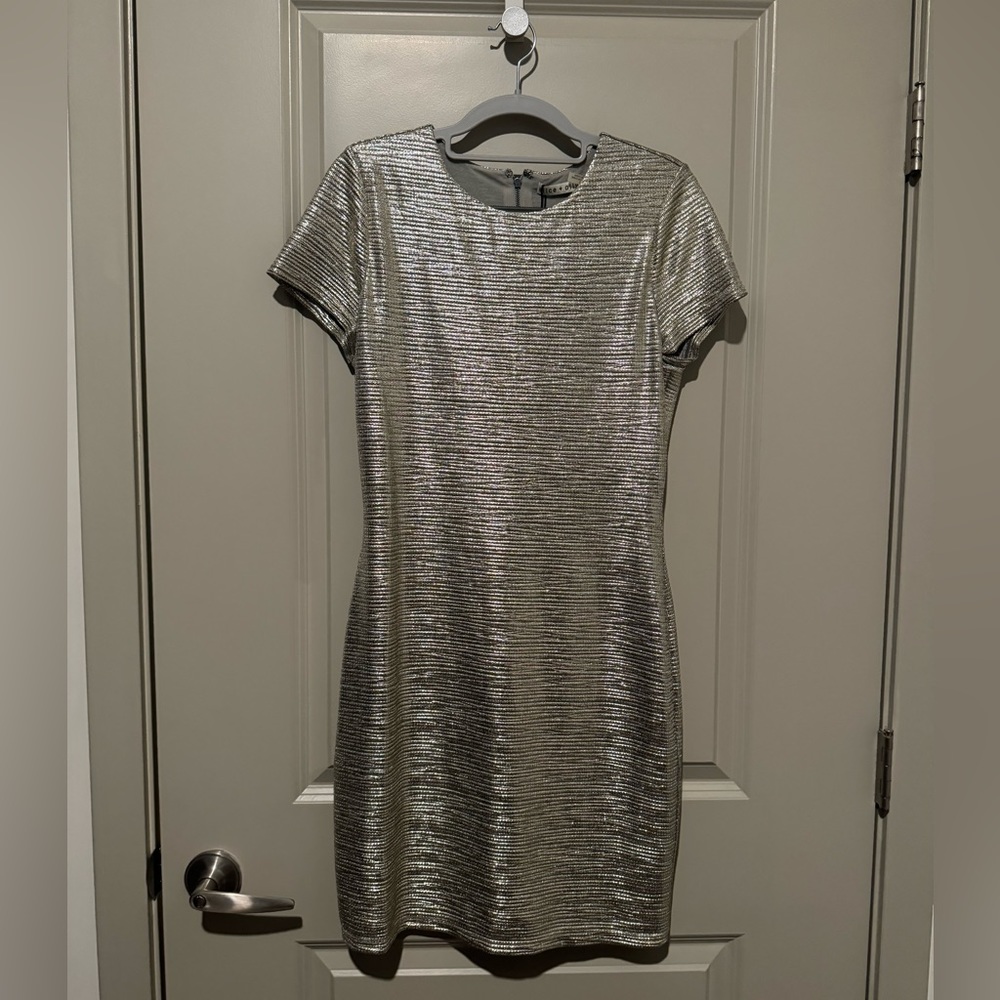 Alice + Olivia Silver foil mini dress